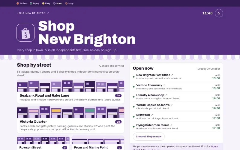 Shop New Brighton home screen